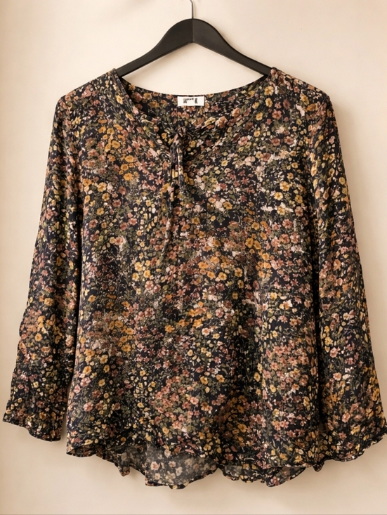 West K Tops - Black Floral Women's Blouse